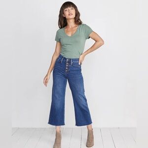 Marine Layer Wide Leg Crop Button-fly Jeans